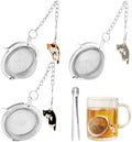 3Pcs Stainless Steel Tea Balls for Brewing, Plus 3 Cute Cat Pendants &