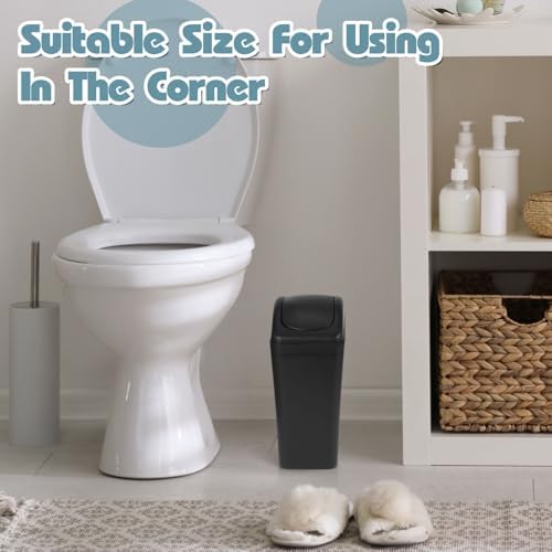Hoolerry 2 Pcs 3 Gallon Small Trash Can with Lid, Black