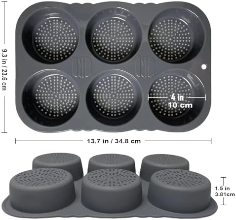 MUJUZE Hamburger Bun Pan, Silicone Hamburger Bun Pans for Baking