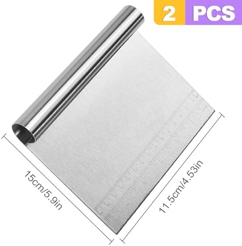 2 Pack Stainless Steel Dough Cutter Scraper Set - Bench Scraper &
