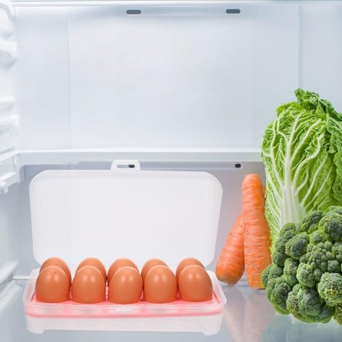 15 Grid Egg Storage Box for Refrigerator with Lid Pink Plastic
