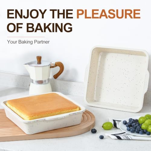 Vinino 8 x 8 Inch Silicone Brownie Pan, 2 Pack Square Mold with Steel