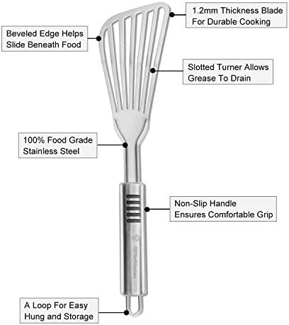 Fish Spatula - Rust-Resistant Stainless Steel, Non-Slip Handle, Ideal