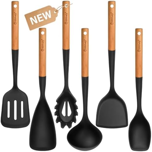 6-Piece Silicone Kitchen Utensil Set, Black