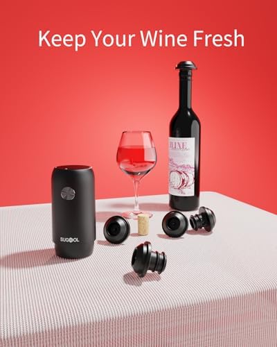 Wine Saver & Wine Vacuum Pump with 4 Reusable Wine Bottle Stoppers