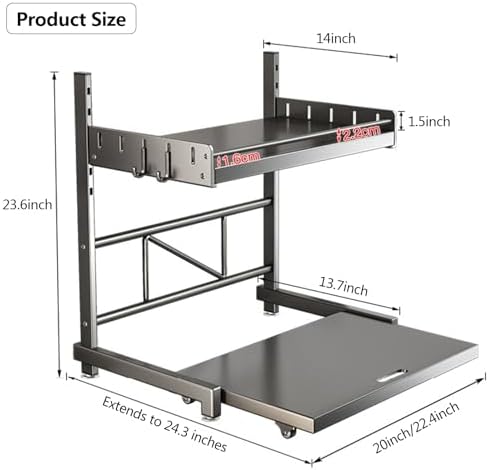 Microwave Stand with Storage Shelf, Dark Gray, 22.4 inches