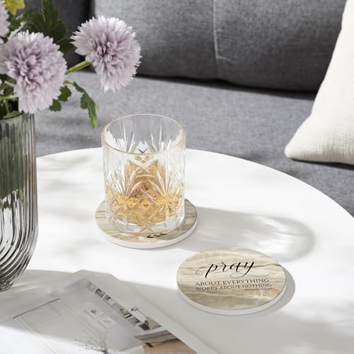 Coasters for Drinks with Bible Verses, Set of 6 Absorbent Drinks