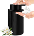 KASUNTING Matte Black Foaming Soap Dispenser, Ribbed Glass Foam Hand