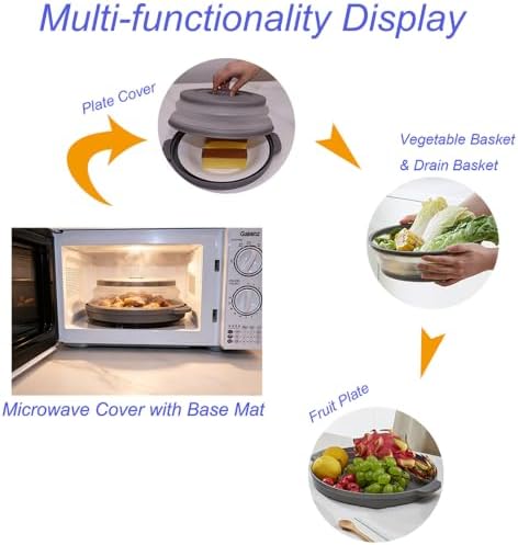 10.6" Microwave Splatter Cover with Anti-Scald Base Tray, Collapsible