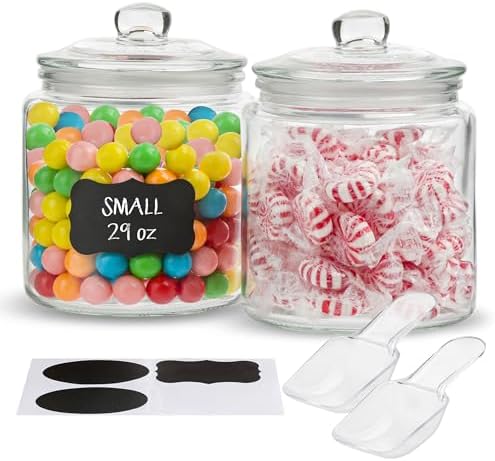 KooK Glass Storage Jars with Lids - 29oz (Set of 2), Kitchen Canisters