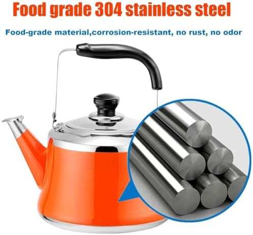 1.5L Orange Stainless Steel Whistling Tea Kettle