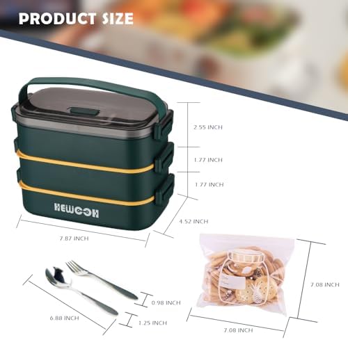 Bento Box Adult Lunch Box, 74 Oz with Lunch Bag (Green)
