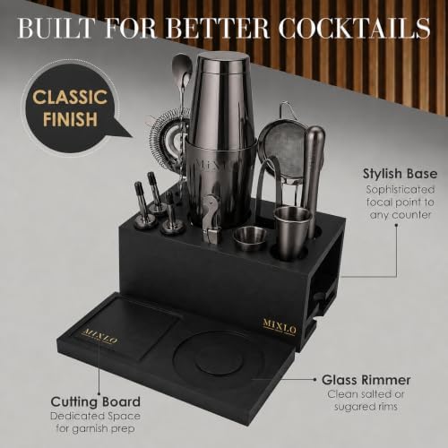 Mixology Bartender Kit - 15Pcs Bar Set Cocktail Shaker Set w Black Bar