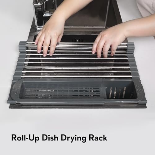 Roll Up Dish Drying Rack Over The Sink, 304 Stainless Stee Dish