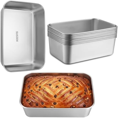 12 Pack 304 Stainless Steel Loaf Pan for Baking, 8.6 x 5.8 Inch