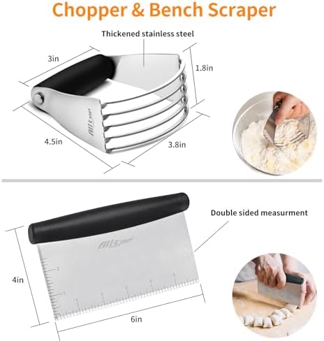 ALLTOP Stainless Steel Bench Scraper & Pastry Blender Cutter Set