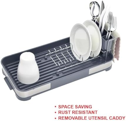 Glad Small Stainless Steel Dish Drying Rack, 8”W x 17.5”L