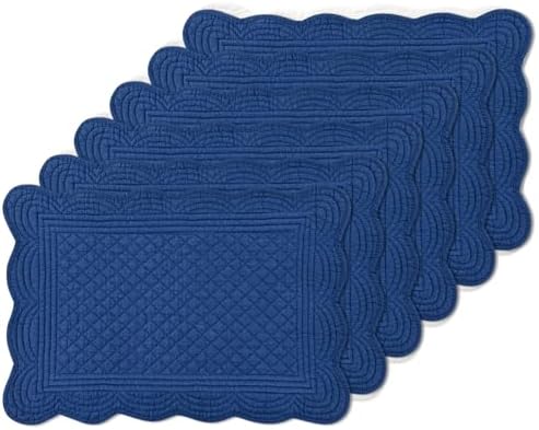 6 PC Quilted Placemats, 18"X13"Extra Large Cotton Placemats Set of 6