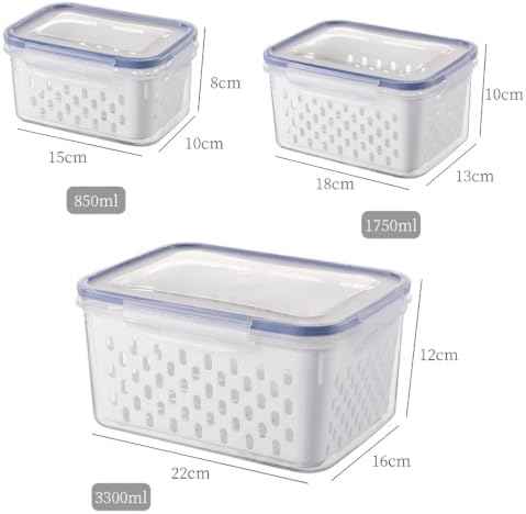 3 Pack Fruit Storage Containers for Fridge with Lids