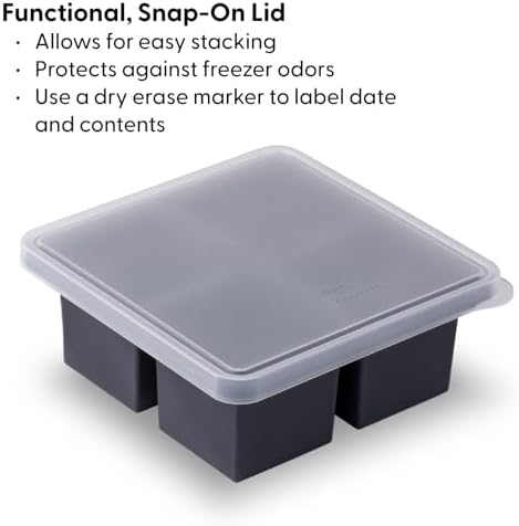 W&P Cup Cubes Silicone Freezer Tray with Lid, Blue, Makes 4 Perfect