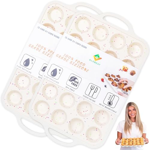 Globeat 12 Cups Size-2pack Muffin Pan with Metal Reinforced Frame