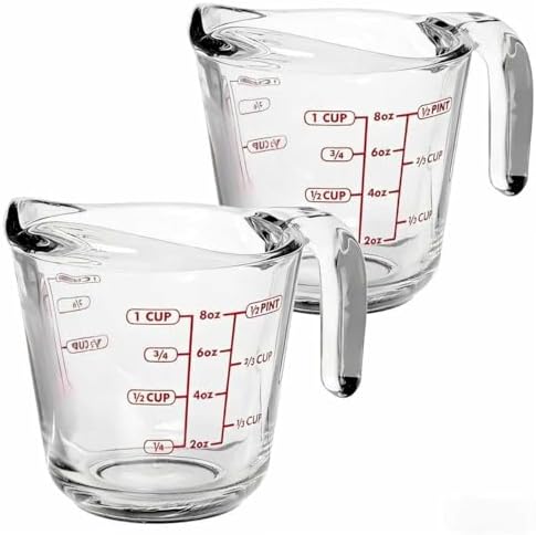 (2 Pack) 1-Cup Glass Measuring Cup, 8 Oz Tempered Glass