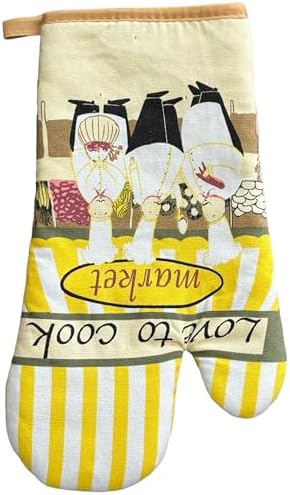 100% Cotton Printed Kitchen Linen Set of 5, 2 Kitchen Towels, 2