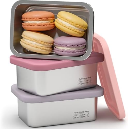 3-Pack Stainless Steel Snack Containers with Lids