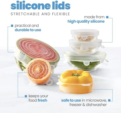 Swedish Home Silicone Stretch Lids, Pack of 6