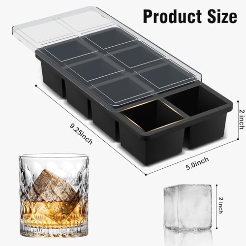 Samuelworld Large Ice Cube Tray: Upgraded Silicone Square Ice Cube