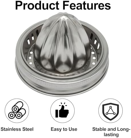 2 Pack Stainless Steel Juicer Lids for Mason Jars