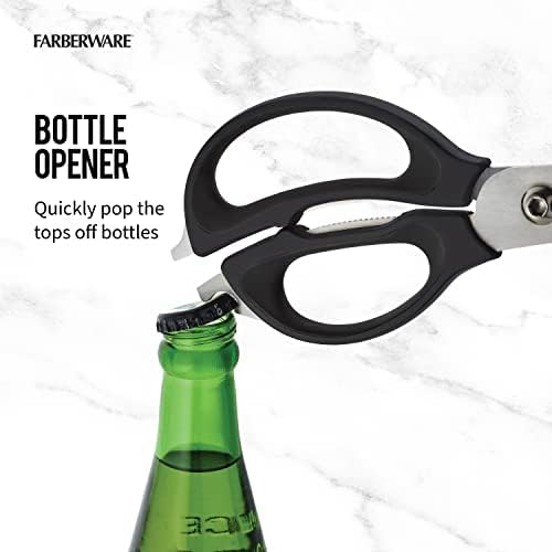 Farberware 4-in-1 Kitchen Scissors, High Carbon Stainless Steel, Black