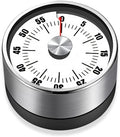 Mechanical Kitchen Timer, Magnetic Base, Silver and Black