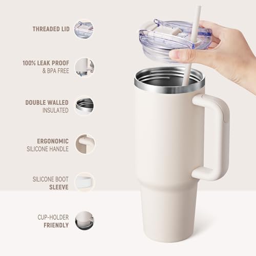 COKTIK 40 oz Tumbler With Handle and Straw, Insulated Tumbler With