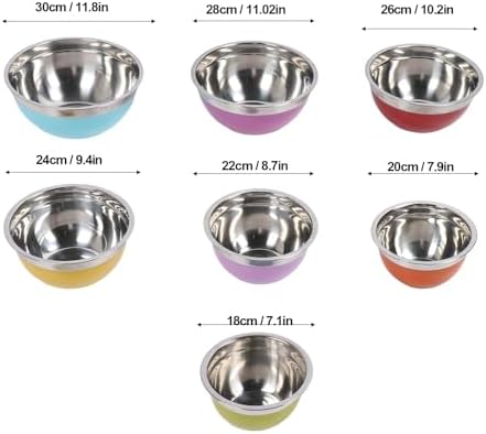 7PCS Mixing Bowls with Lids Stainless Steel Plastic Stackable Nesting