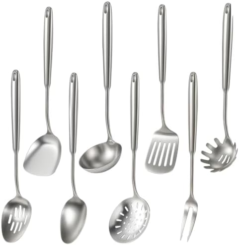 Newness 8 Pcs 18/8 304 Stainless Steel Cooking Utensils Set, Kitchen
