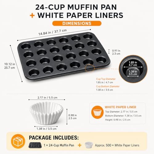 24 Cup Mini Muffin Pan Nonstick Carbon Steel Mini Cupcake Baking Tray