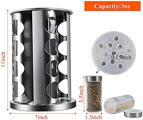 DOUBLE 2 C Revolving Countertop Spice Rack Stainless Steel Seasoning