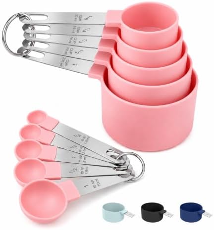 Measuring Cups and Spoons Set, 10-Piece with Stainless Steel Handles