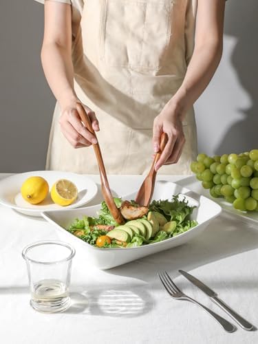 Kanwone Large Serving Bowls with Handles, White Serving Dishes For