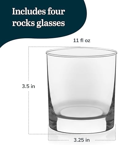 Libbey Heavy Base Rocks Cocktail Glasses Set, Clear Whiskey Glasses