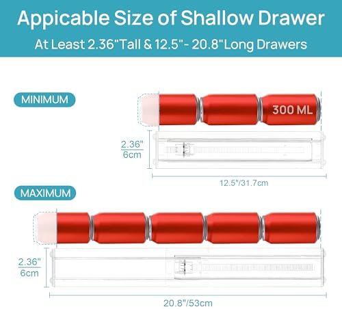 Vtopmart 4 Pack Shallow Drawer Dividers, 2.36" High 12.5"-20.8"