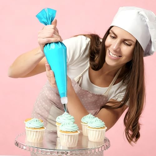 Piping Bags Set - 6pcs Reusable Silicone Pastry Bags with 3 Couplers