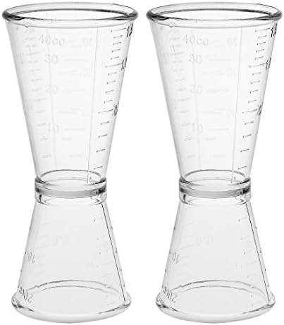 uxcell 2 Pcs Double Clear Jigger Plastic Measure Cup for Bar Party