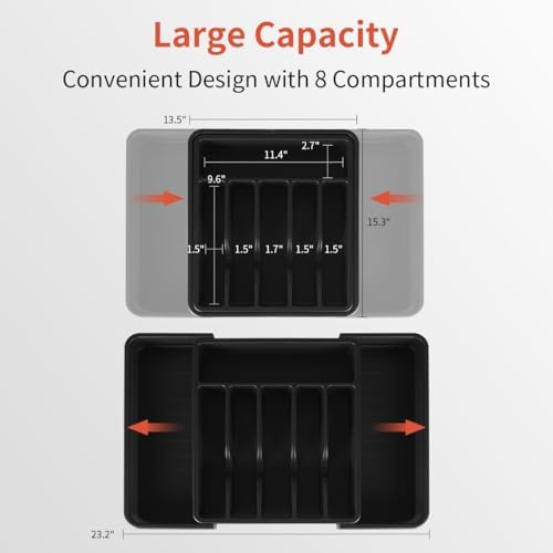 Expandable Silverware Drawer Organizer – Adjustable Utensil Tray &