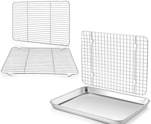 Baking Sheet with 3 Wire Rack Set, Homikit Stainless Steel 12" x 10" x