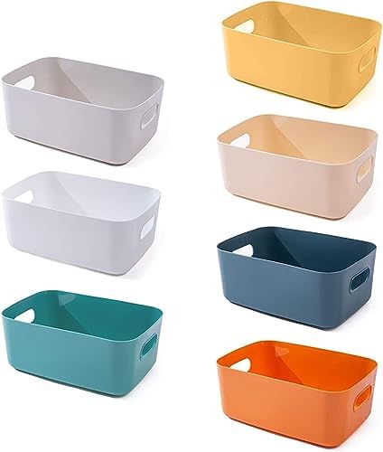 OWill 7 Pack Plastic Storage Bins, 4.2L Small Organizer Baskets with