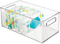 mDesign Plastic Deep Bin Organizer Caddy Container w/ Handles for