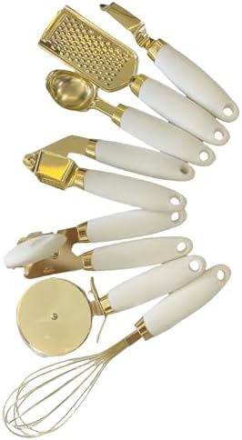 White & Gold Cooking Utensils Set, 7-Piece