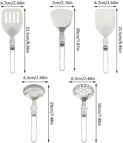 Camping Kitchen Utensil Set, 5Pcs Foldable Stainless Steel Outdoor